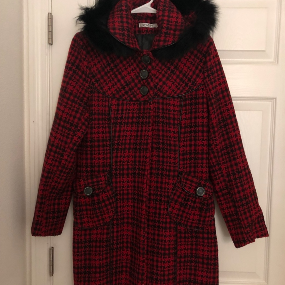 Single Breasted Long Red Coat - image 5